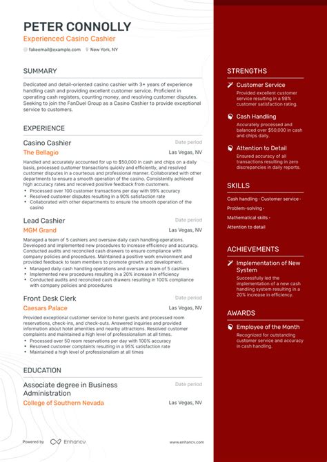 5 Casino Cashier Resume Examples & Guide for .